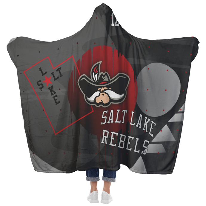 Salt Lake Rebels Abstract Premium Hooded Sherpa Blanket with Personalized Mittens