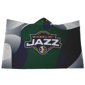 Wheelin' Jazz Premium Hooded Sherpa Blanket with Personalized Mittens