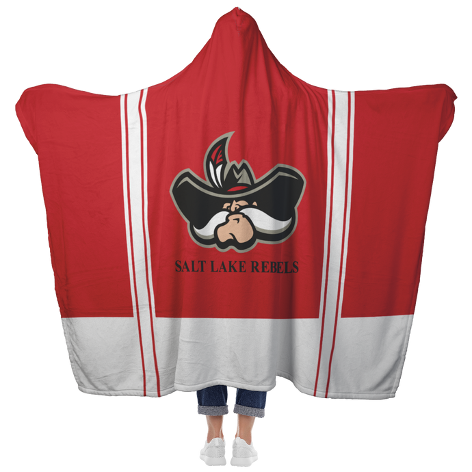 Classic Red Salt Lake Rebels Premium Hooded Sherpa Blanket with Personalized Mittens