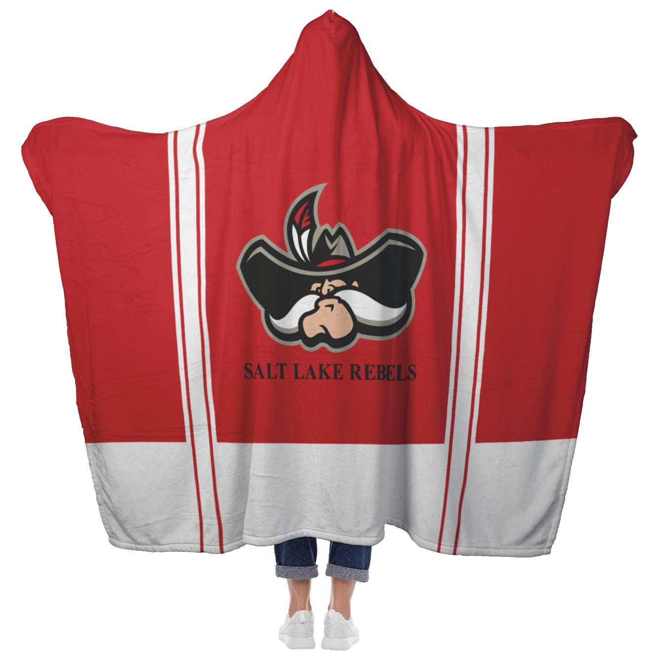 Classic Red Salt Lake Rebels Premium Hooded Sherpa Blanket with Personalized Mittens