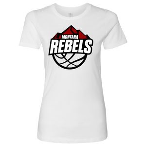 Women's Montana Rebels T-Shirt (White on Black Logo)