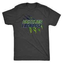 Load image into Gallery viewer, Men&#39;s Triblend Copper Hills Grizzlies Lacrosse Personalized T-Shirt