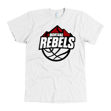 Load image into Gallery viewer, Men&#39;s Montana Rebels White on Black Logo T-Shirt