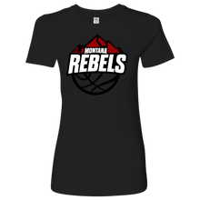 Load image into Gallery viewer, Women&#39;s Montana Rebels T-Shirt (White on Black Logo)
