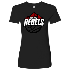 Women's Montana Rebels T-Shirt (White on Black Logo)