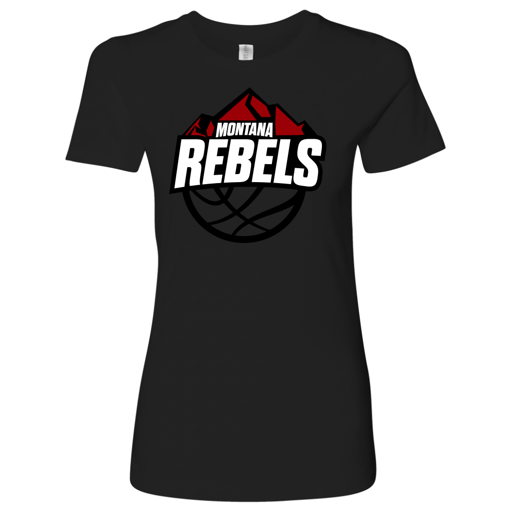 Women's Montana Rebels T-Shirt (White on Black Logo)