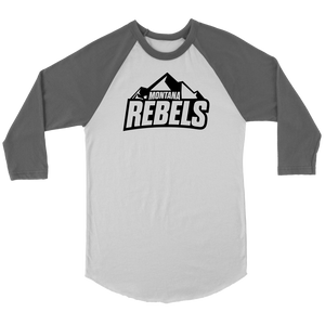 Adult Montana Rebels 3/4 Raglan Shirt with Contrast Sleeves (Black Logo)