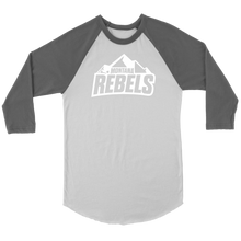 Load image into Gallery viewer, Adult Montana Rebels 3/4 Raglan Shirt with Contrast Sleeves (White Logo)